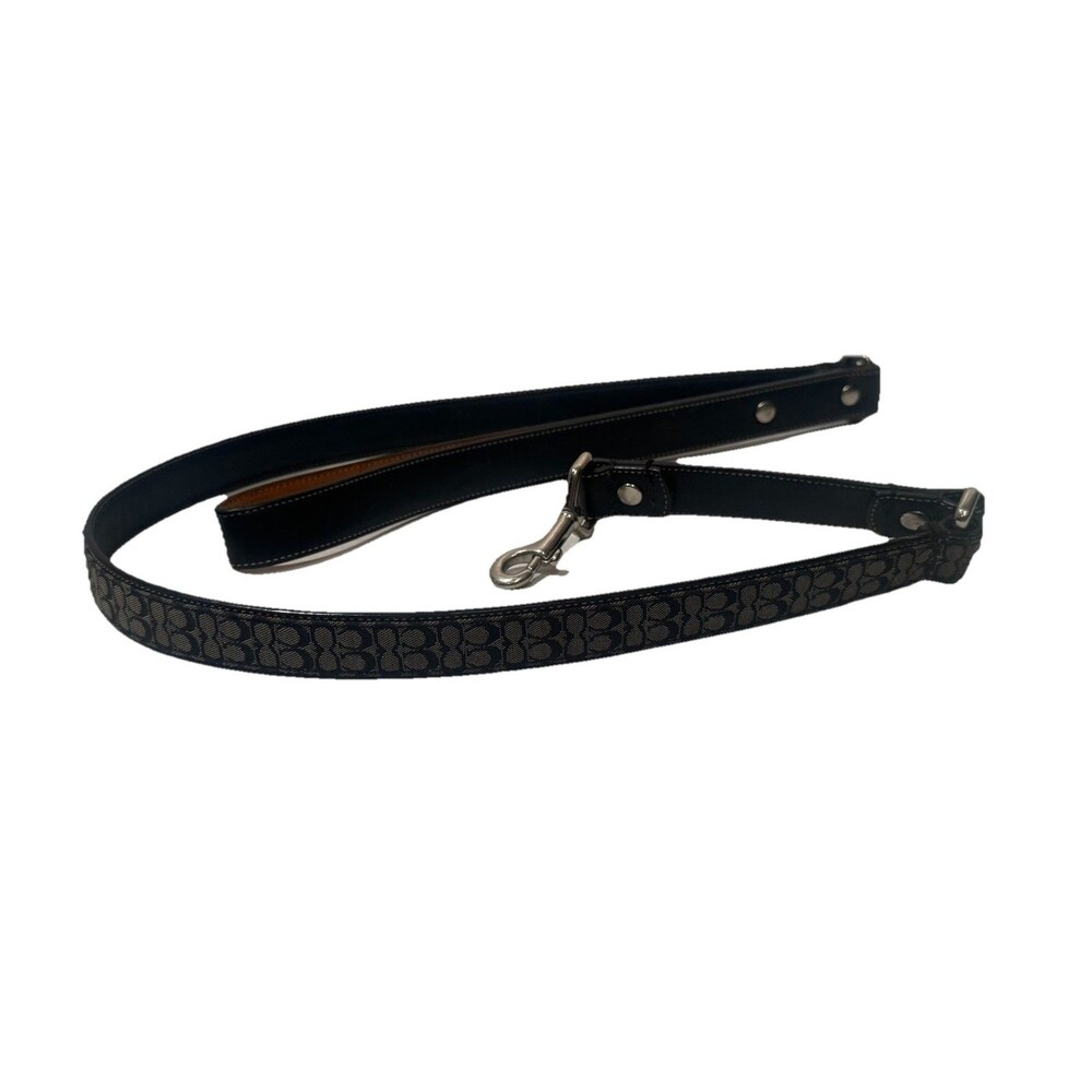 Coach Signature Leather Standard Dog Leash for Large Dogs, Black